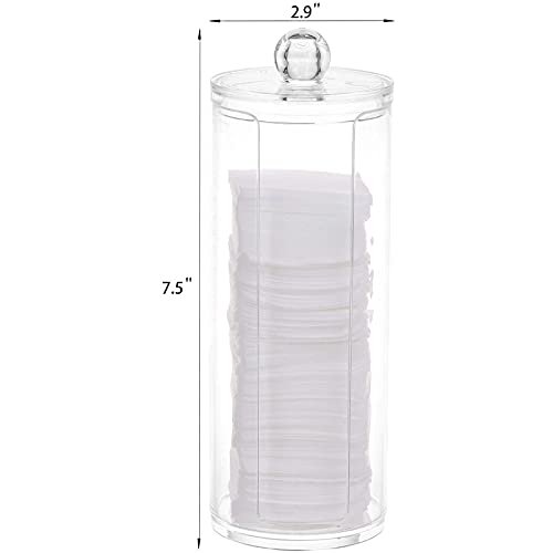 Cotton Pad Holder Makeup Pads Cotton Swab Dispenser for Bathroom Storage,Clear, Acrylic, 2.9x7.5 inch