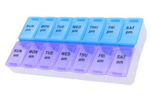 7 Day Weekly Pill AM PM Organizer, ShysTech Large Pill 