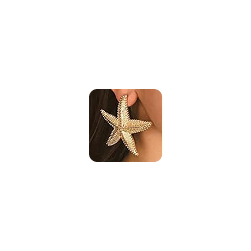 Halloween Statement Big Starfish Earrings Gold Star Earrings for Women Fashion Jewelry Casual Women Accessories for Bridesmaids Gift and Women(Gold)