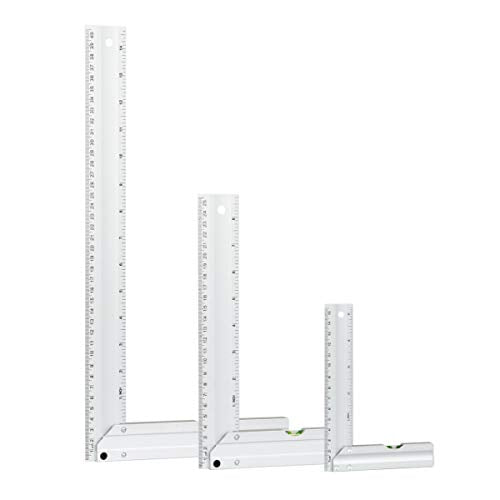 L Square 3pc, Try Square, 90 Degree Measuring Tools w/Bubble Levels, Machinist Square for Router Fence, Table Saw Blade, Woodworking, Carpentry Work, Frame Work (80005)