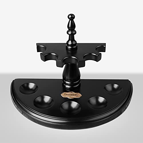 Wooden Tobacco Pipe Stand Holder Rack for 5 Tobacco Pipes, Handmade from Solid Wood Black FA0034