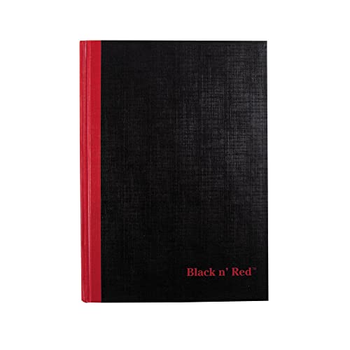 Black n&#39; Red Notebook, Business Journal, 8-1/4x 5-7/8, 96 Sheets, Ruled, Optik Paper, Hardcover, Casebound, Black (E66857)