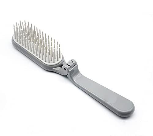 2 PCS Folding Hair Combs Hair Brush Compact Pocket Size Travel Purse Locker (Black,Grey)