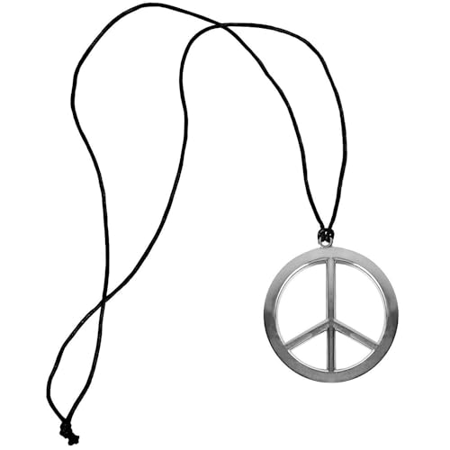 amscan Peace Sign Necklace, Black/Silver