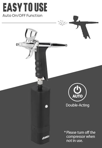 AHPPro High Pressure Cordless Airbrush Kit, Portable Airbrush Compressor,Connect Air hose Compressor for Makeup,Cake Decoration,Barber, Painting Model,Painting Nail Black