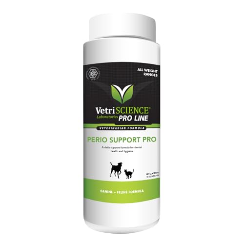 VetriScience Perio Support Pro - Dental Health Powder for Dogs & Cats - Supports Breath Freshening & Aids Against Plaque - Comprehensive Dental Support with Zinc, Cranberry & Taurine - 16 oz