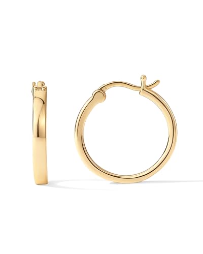 14K Yellow Gold Plated 925 Sterling Silver Post Lightweight Hoops | 20mm | Yellow Gold Hoop Earrings for Women