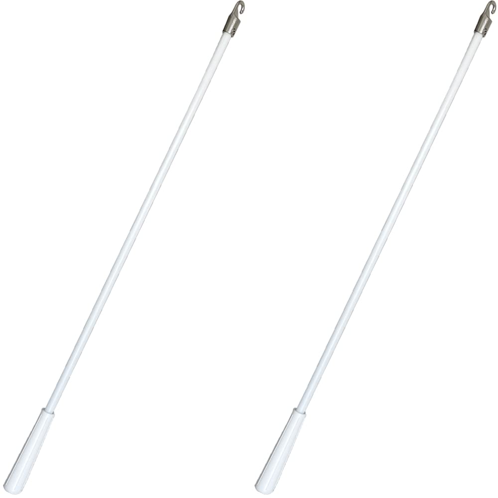 2pcs 35.5inch 900mm Length Drapery Wand Curtain Pull Rod Fiberglass Material Blind Wand Vertical Blinds Rod with Hook Blind Opener Stick Tilt Rod