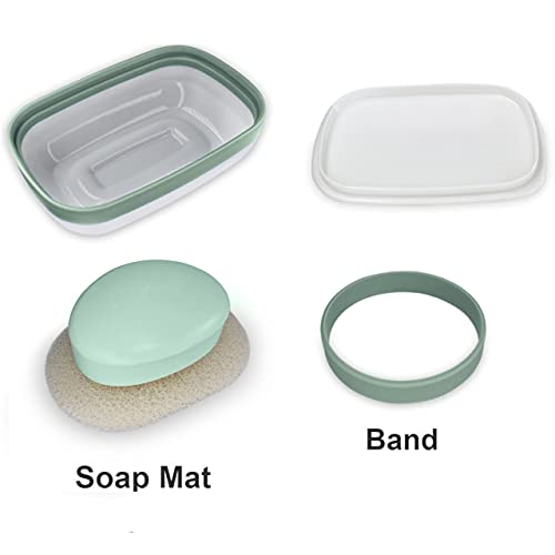 2Pack Travel Soap Holders, Soap Bar Box Dish Container Case, with Sponge Saver&amp; Band, for Gym, Travel (Pink &amp; Green)
