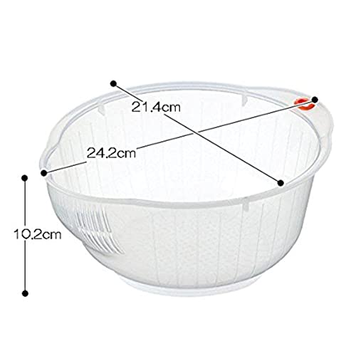 Plastic Japanese Rice Washing Bowl with Strainer, 2 quart