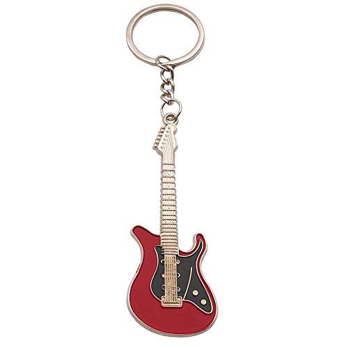 Wang Zhai Red Guitar Keychain for Men Mini Cute Bass Ke