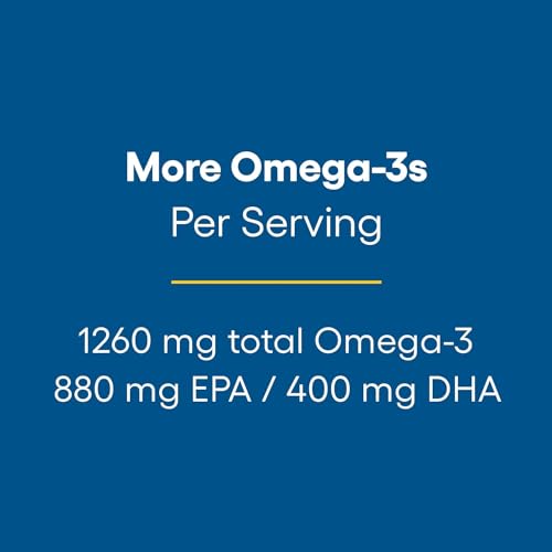 , RxOmega-3 Fish Oil, Pharmaceutical Grade, 1260 mg Omega-3 Per Serving, No Fishy Aftertaste, 240 Count (Pack of 1)