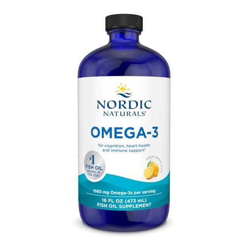 Omega-3, Lemon Flavor - 16 oz - 1560 mg Omega-3 - Fish Oil - EPA & DHA - Immune Support, Brain & Heart Health, Optimal Wellness - Non-GMO - 96 Servings