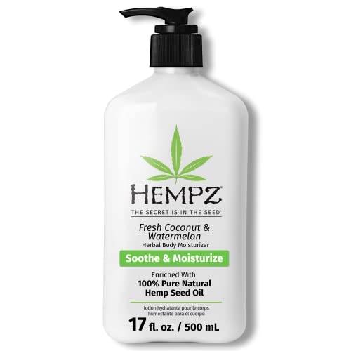 Body Lotion - Fresh Coconut &amp; Watermelon Daily Moisturizing Cream, Shea Butter Body Moisturizer - Skin Care Products, Hemp Seed Oil - Large