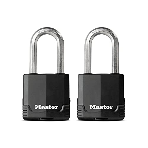 M515XTLH Magnum Heavy Duty Padlock with Key, 2 Pack Keyed-Alike, Black