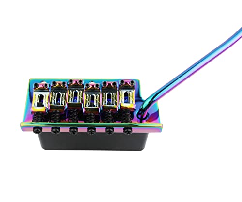 Guyker Tremolo Bridge Vintage Bent Steel Saddles and Zinc Block Compatible with Start ST Electric Guitar (GG-1004, Chameleon Rainbow)