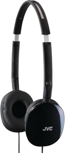 Black Flat and Foldable Colorful Flats On Ear Headphone with 3.94 foot Gold Plated Phone Slim Plug HAS160B