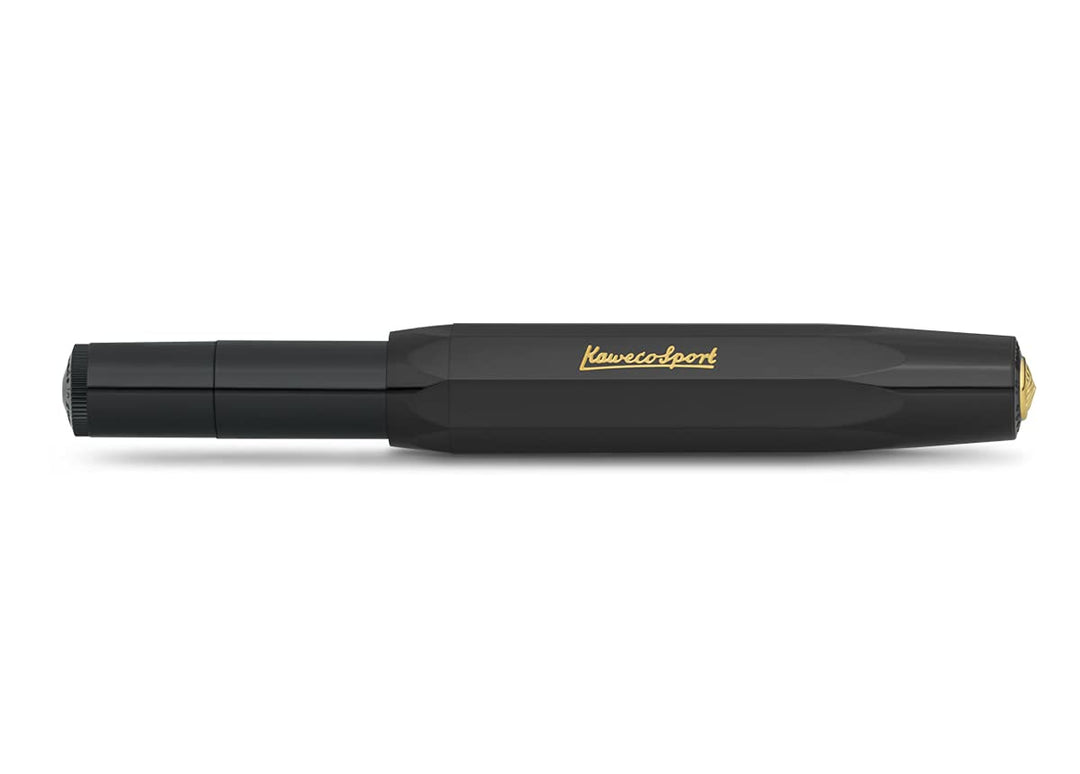 CLASSIC SPORT Fountain Pen Black with 23 Carat Gold-Plated Steel Nib and Iridium Tip for Ink Cartridges I Sport Fountain Pen 13 cm I Nib: M (Medium)