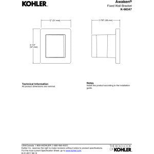 98347-CP Awaken Fixed Wall Bracket, Polished Chrome