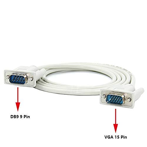 DB9 9 Pin Male to VGA Video 15 Pin Male Serial Port Cable RS232 1.35M/4.4FT Length
