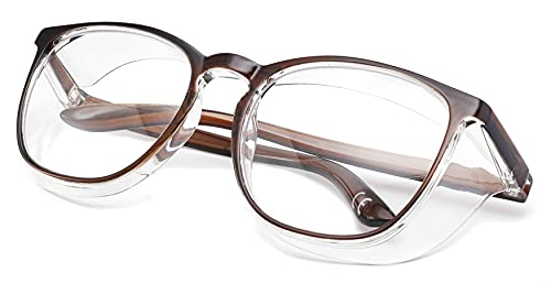 Safety Glasses Anti Fog Goggles Protective Eyewear Blue Light Blocking Anti Dust UV Protection Glasses For Men Women (Brown)