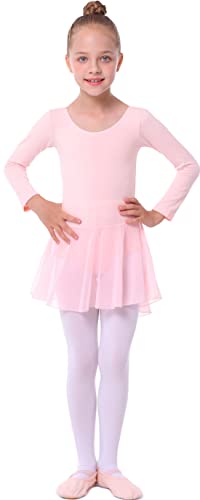 Long Sleeve Ballet Skirted Leotards Dance Dresses Tutu Outfit for Ballerina Toddler Girls (4-5T, Ballet Pink)