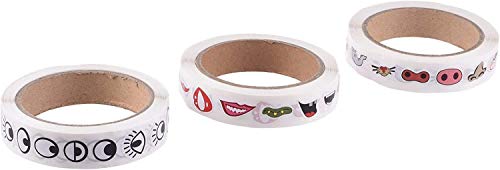 3 Rolls 3000pcs Colorful Eye Nose Mouth Cute Self Adhesive Stickers Cartoon DIY Sticker Decal for Handmade Crafts Toys and Home Decoration