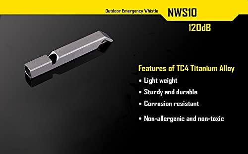 NWS10 TC4 Titanium Outdoor Emergency Whistle 120 Decibeles (NWS10 Emergency Whistle)