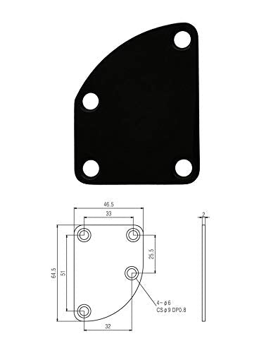 Electric Guitar Neck Plate Curved Cutaway Semi Round Neck Joint Back Mounting Plate 4 Holes with Screws Compatible with Stratocaster Telecaster Style Guitar Bass Parts Replacement