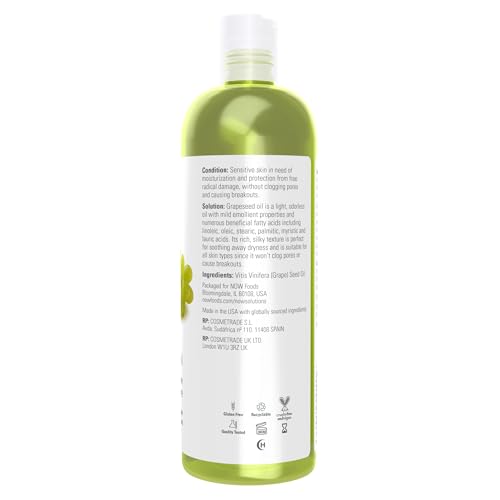 Solutions, Grapeseed Oil, Skin Care for Sensitive Skin, Light Silky Moisturizer for All Skin Types, 16-Ounce