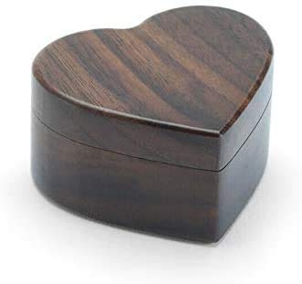 Black Walnut Wooden Engagement Ring Box, Solid Wood Heart Shaped Ring Box for Proposal Wedding