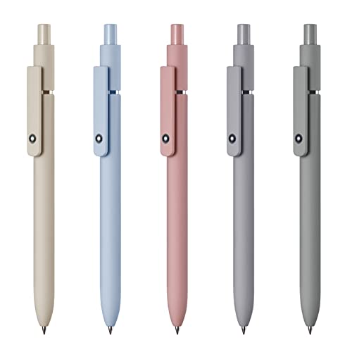 5pcs Quick Dry Ink Gel Pens Fine Point Retractable Roller Ball Pens Black Ink Smooth Writing Cute Aesthetic pens for School Office Home Diary