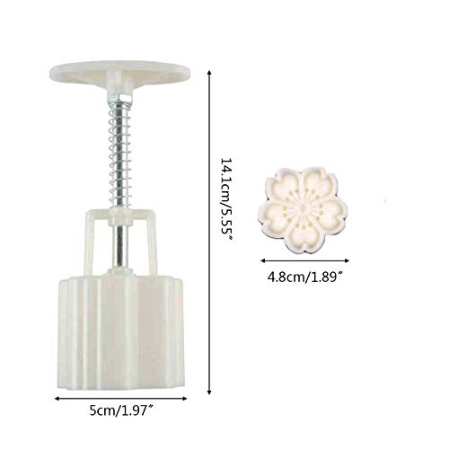 Moon Cake Mold Set 4pcs 50g Cookie Stamps, Cherry Blossom Floral Mid Autumn Festival DIY Hand Press Cookie Dessert Cutter Pastry Decoration Flower Impressions Tool Mooncake Maker (50g)