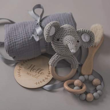 Newborn Baby Welcome Gift Set Boy Girl Unisex Gift Box Gray (Elephant)