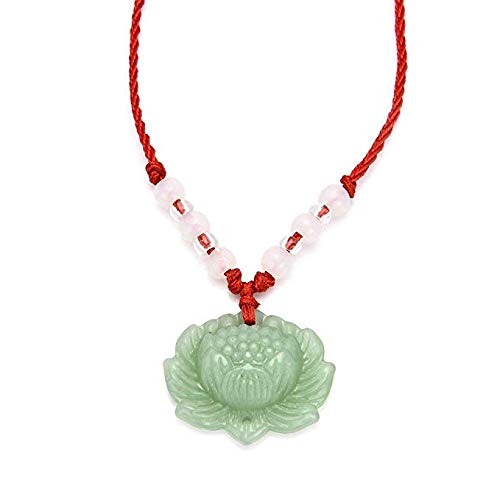 Natural Green Jade Lotus Pendant Necklace Fashion Lucky Charm Pendant Jewelry