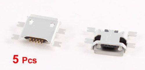 5 Pcs Mini Micro USB Type B Female Solder Plug Socket 180 Degree 5-Pin SMT Jack Connector Repair Replacement
