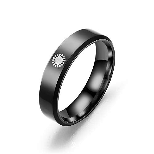 Danity Matching Ring Moon Sun Ring Knuckle Ring Finger Ring Chic Ring for Couple Women Girls (Black)