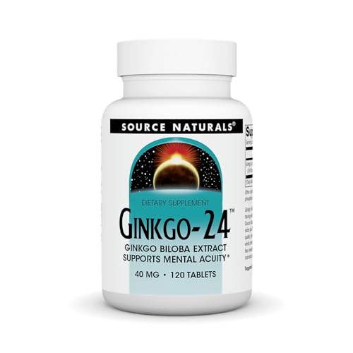 Source Naturals Ginkgo-24 - Ginkgo Biloba Extract Supports Mental Acuity* - 40 mg, 120 Tablets