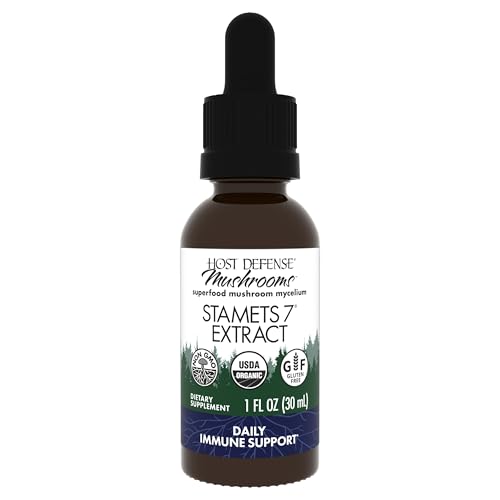 Host Defense Stamets 7 Extract - 7 Species Blend - Mushroom Supplement for Immune Support with Royal Sun Blazei, Cordyceps, Reishi, Maitake, Lion's Mane, Chaga & Mesima - 1 fl oz (30 Servings)*