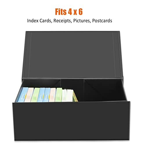 4X6 Index Card Holder, Index Card Storage Box 4 x 6 Inches, Fits 1200 Flash Cards - 2 Pack, Black