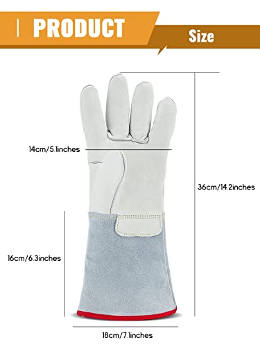 Cryogenic Gloves 14.2/36cm Long Mid-arm LN2 Protective Gloves for Liquid Nitrogen/Dry Ice/Cold Storage