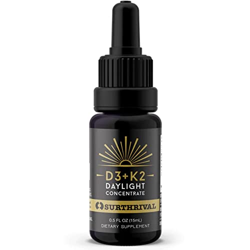 : Vitamin D3+K2 Daylight Concentrate, AKA The Sunshine Vitamin, 0.5 oz, Approx. 270 Servings, Supports Immune, Cardiovascular & Bone Health