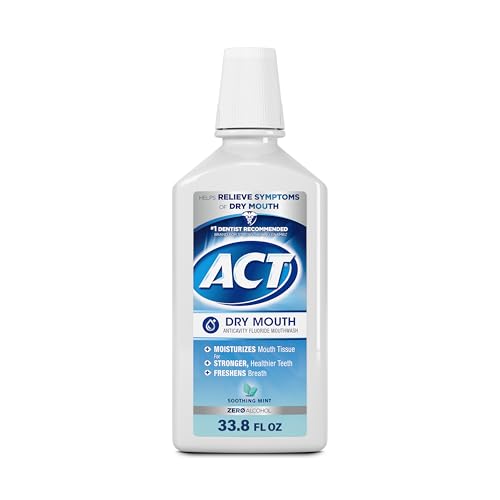 ACT Dry Mouth Anticavity Zero Alcohol Fluoride Mouthwash, Soothing Mint, 33.8 fl. oz.