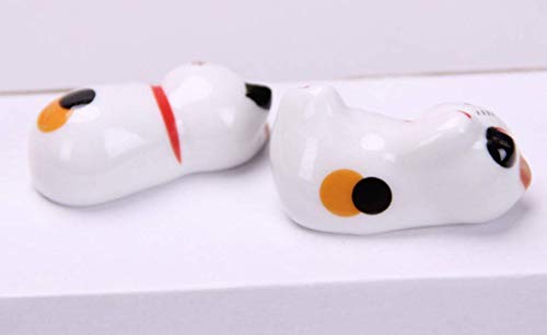 1 Set 5pcs Japanese Lucky Cat Happiness Cat Chopsticks Holder Stand Porcelain Decoration