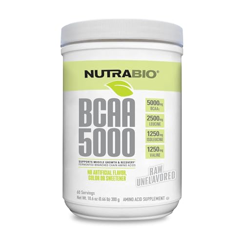 BCAA 5000 Powder - Fermented Branched Chain Amino Acids for Muscle Growth & Recovery - Natural Flavors, Sweeteners, and Coloring, Vegan, Gluten Free - Unflavored, 60 Servings
