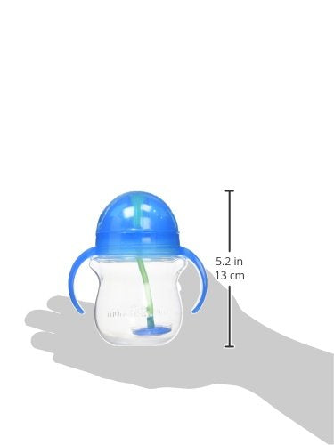 Munchkin Any Angle Sippy Cup for Toddlers, Weighted Straw Trainer Cup with Click Lock Lid, 7 Ounce, Blue