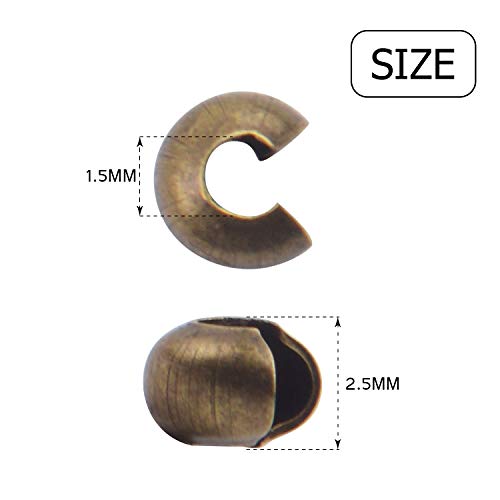 300 Pieces Crimp Beads Covers Half Round Open Tube Bead
