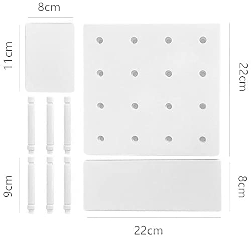 Plastic Pegboard Wall Organizer, White, 22 x 22 x 1.5 in, Includes 4 Wall Shelves, 8 Hanging Boards, 24 Hooks