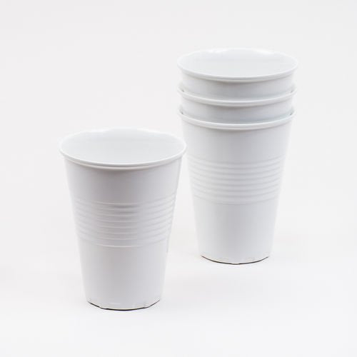 White Melamine 12 Ounce Cups, Set of 4