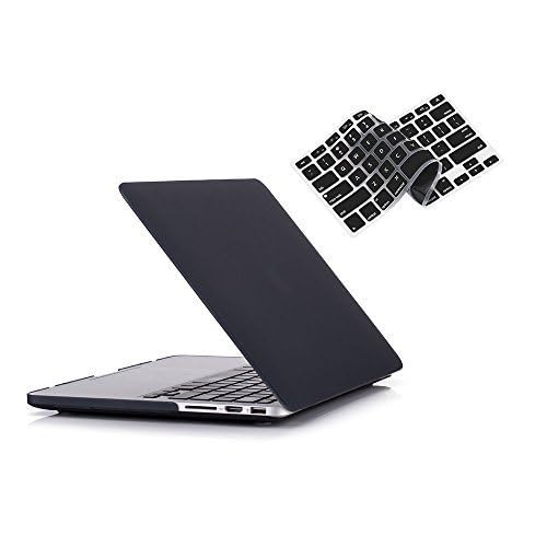 Case For MacBook Retina Pro 15 inch A1398 (2015-2012) , Plastic Smooth Matte Hard Case Shell with TPU Keyboard Cover, Black